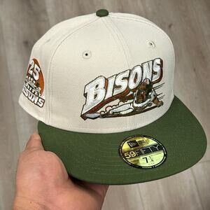 New Era 59FIFTY Buffalo Bisons fitted cap HAT Cream Olive Green Size 7 1/4 B10